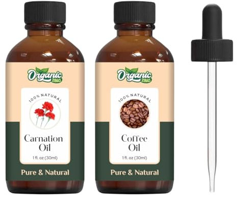 Organic Zing Essential & Carrier Oil Duo - Carnation(Dianthus caryophyllus) 30ml & Coffee (Coffea) Oil (30ml)