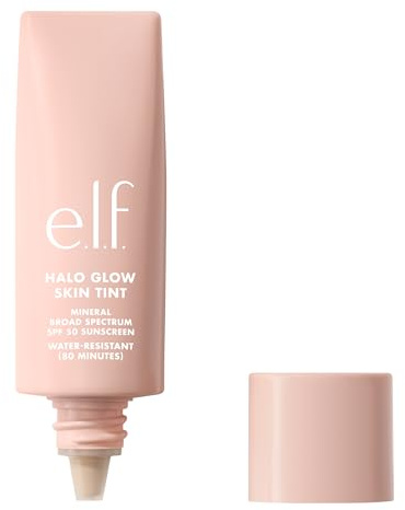 e.l.f. Halo Glow Skin Tint SPF 50, idratante colorato con copertura leggera e modulabile, crea un glow naturale, prodotto vegano e non testato sugli animali, 7 Medium Warm