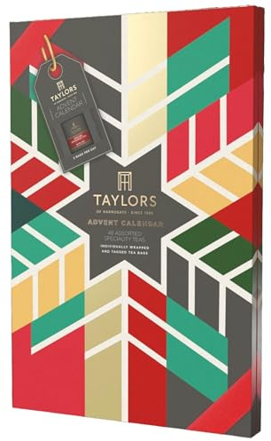 Taylors of Harrogate Assorted Speciality Teas, Advent Calendar 2025 – Collection of 24 black, green and fruit infusions, 2 Tea Bags per Day, 48 Individually Wrapped & Tagged Bags