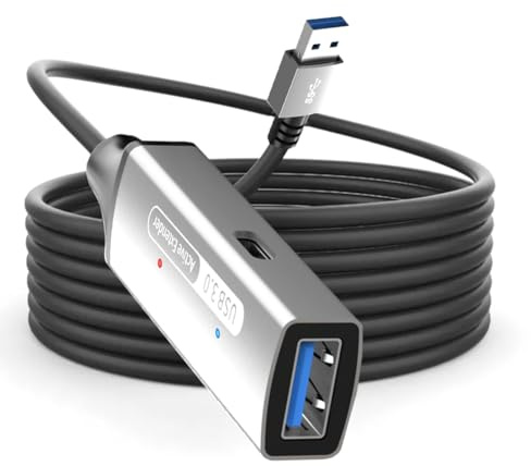 Uxsjakjsd Cable de Extensión Activo USB 3.0 con Amplificador Cable Extensor Activo USB 3.0 Cable de Extensión USB 3.0 Macho A Hembra 5 M