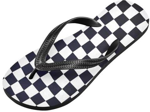 voucong Infradito da uomo in gomma a controllo torsione bianco e nero per la casa (prop1), Nero e Bianco Twist Check, Small