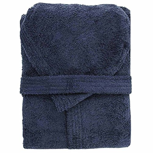 Mastro Bianco Accappatoio con Cappuccio in Spugna 100% Cotone Tinta Unita Uomo Donna Unisex (XXL, Blu Notte)
