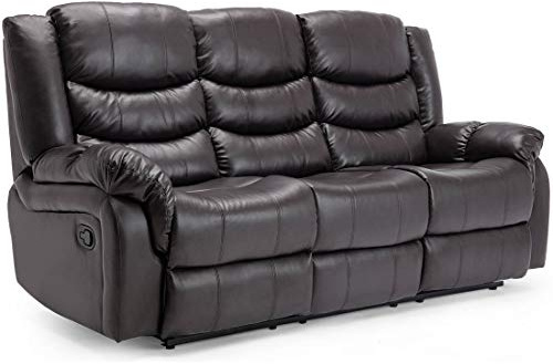 More4Homes SEATTLE HIGH BACK BONDED LEATHER RECLINER 3 + 2 + 1 SOFA ARMCHAIR SET SUITE (Brown, 3 Seater)
