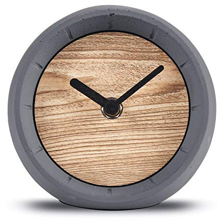 Cander Berlin MNU 6712 Tischuhr lautlos Beton Holz Betonuhr Standuhr 12 cm Kugel geräuschlos