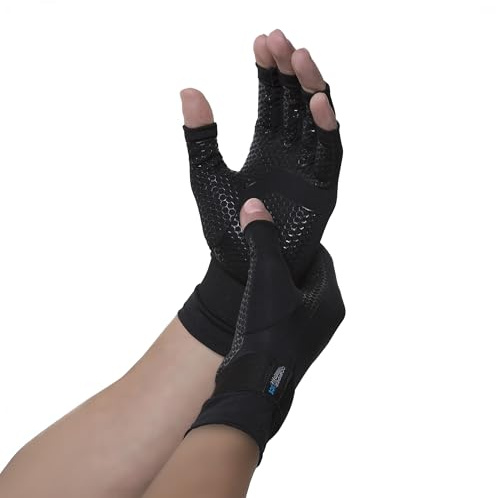 Copper Fit ICE Compression Gloves Infused with Menthol, Black, Small/Medium