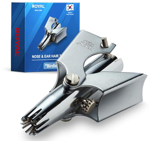 [Made in Korea] ROYAL Nasen- und Ohrhaarschneider für Männer, Manuell, batteriefrei, wasserdicht, Edelstahl, schmerzlos mit zwölf zweischneidigen Klingen, patentierter Mechanismus (Silber)
