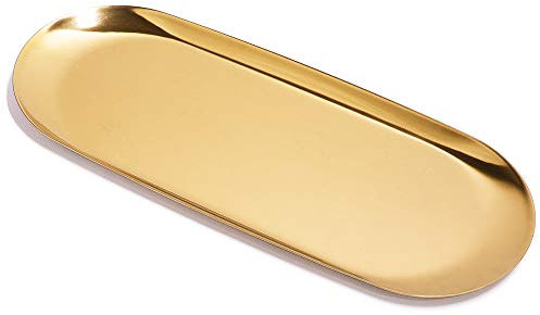 ANZOME Tablett Gold Serviertablett Servierteller Schmuckständer Gold dekoteller für Lebensmittel, Schmuck, Kosmetik
