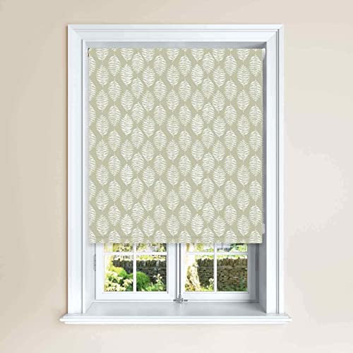 Lister Cartwright Fern Leaf Print Blackout Roller Windows Blinds Easy Fit Child Safety Cut To Size Fixing Included Made to Measure (Limpet, 90 x 140 cm)