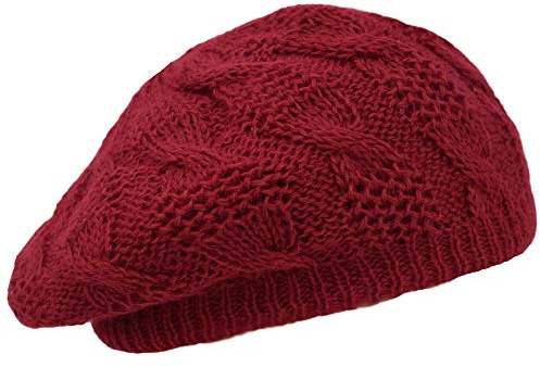 Cappelleria Melegari Gorro de punto, Vasco de Jersey, Lana Angora, Made in Italy, Mujer/Chica, Otoño/Invierno, rojo oscuro, Talla única