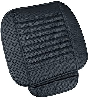 Auto Sitzkissen Sitzauflage,Asudaro Bambuskohle Leder Komfort Sitzschutz Autositzbezüge Universal Rutschfestes Auto Chair Pad Einzelsitz Rückenfrei auto Abdeckung für Autositz,Schwarz