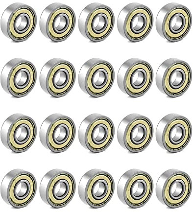 QWORK® 20 Stück 608zz Kugellager, Metall Double Shielded Miniatur Rillenkugellager, für Skateboards, Roller, Inline Skates, 8mm x 22mm x 7mm