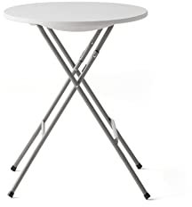 KG KITGARDEN - Tavolo pieghevole portatile multifunzione, Ø60 x 74 cm, rotondo, bianco