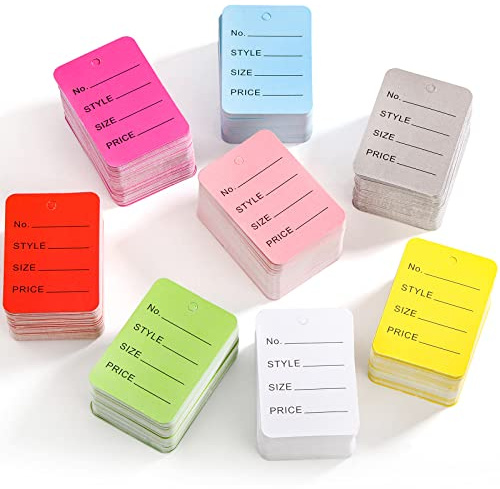 Nicunom 2000 PCS Price Tags, 1.97 x 1.38 Clothing Tag, Multi-Colors Merchandise Marking Tag Display Label for Product Jewelry Clothing Tags