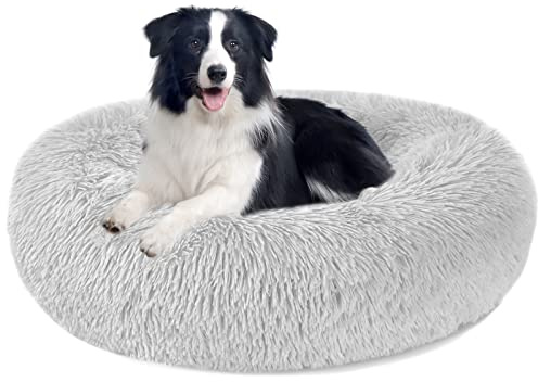 Nepfaivy Cama para Perros Grandes Antiestrés - Cojines Cama para Perros Relajante y Lavable, Gris Oscuro, 3XL-39.37in/100cm
