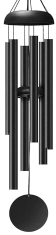 Carillon éolien pour extérieur avec Couvercle en Fer. Carillon à Vent Profond de 81,3 cm pour décoration extérieure avec 6 Tubes en Aluminium épais. Grand Carillon éolien pour la fête des mères et