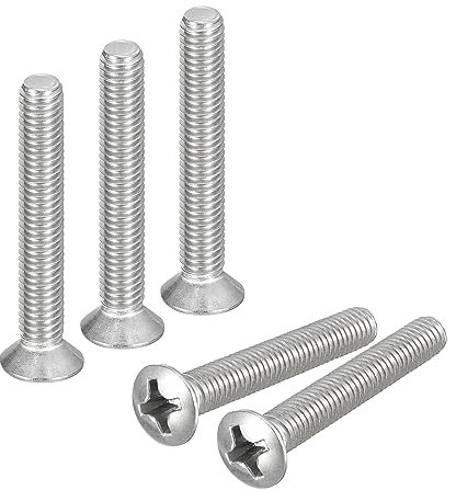 sourcing map Tornillos Phillips de cabeza ovalada M6 x 40 mm, 25 tornillos de cabeza avellanada ligeramente elevados de acero inoxidable 304