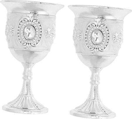 BESTonZON 2 Pièces Grand Verre À Vin Blanc Gobelet En Garniture En Métal Verres À Champagne Jetables Cristaux Décor Tasse À Vin Pour Festival Tasse À Vin En Métal Tasse À Liqueur