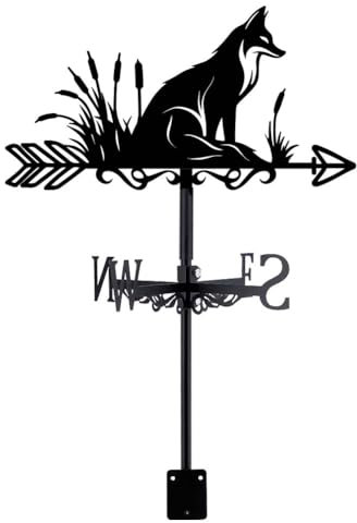 SUPERDANT Fox Weather Vane Meadow Fox Weathervanes Wind Vane for Garden Animal Wind Direction Indicator Metal Weathercock for Garden Roof Shed Yard Barn Outdoor Decoration