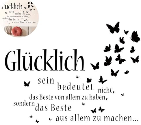 Wall Decor SprüChe Wohnzimmer Modern, Wandtattoo SprüChe GlüCklich Wandaufkleber Zitate Inspirierende Schwarze Wandsticker Wanddeko FüR Schlafzimmer Wohnzimmer
