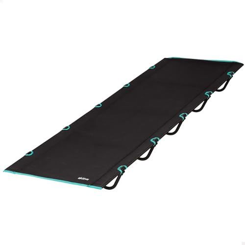 AKTIVE 63128 Lit Pliant de Camping Noir, 194 x 65,5 x 14 cm, Sac de Transport Inclus, supporte jusqu'à 100 kg, Facile à Monter, Ranger et Transporter, idéal comme lit d'appoint en Camping