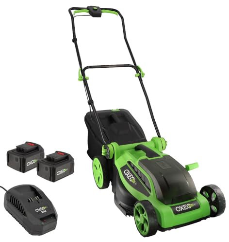 Tondeuse à gazon sans fil batterie 18V - Largeur 38cm Hauteur de coupe 25-65mm - Surface 500m² - 2 Batteries grande capacité 4Ah