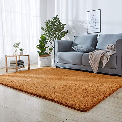Morbido tappeto giallo in finta pelle di pecora, 80 x 150 cm, ultra felpato, lavabile, tappeto per la casa per camera da letto, accogliente tappetino in finta pelle di agnello, perfetto accento