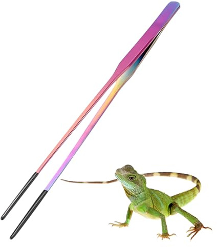 Reptilmatningstänger – med silikonspetsar, 25 cm pincett i rostfritt stål för terrarietankar | Matarverktyg för skäggiga drakar, gecko, ödla, orm och vattenväxter
