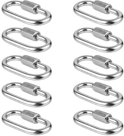 BRIOTA 10 moschettoni ovali in acciaio inox M3.5 – Moschettone a vite moschettone a maglie rapide per attività all'aperto, campeggio, zaino, chiavi e fai da te