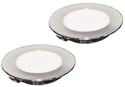 Anidea 2 spots LED encastrables NIX 2 W, 150 lm, 220 V, transformateur intégré, IP44 Classe II, lumière blanche uniforme, diamètre 72 mm - Hauteur 14 mm
