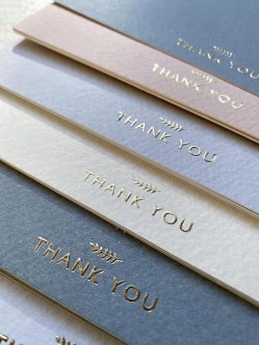Thank You Cards with Envelopes, 36 Pack – 350 GSM Greeting Cards Set with Gold Foil Stickers & Embossed Design for Baby Shower, Wedding, Teacher, Graduation, Business, Holiday