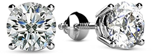 1.0 Carat 14K White Gold IGI Certified LAB GROWN Round Cut Diamond Stud Earrings for Women 4 Prong Screw Back for her MADE IN USA (E-F Color, VS1-VS2 Clarity)