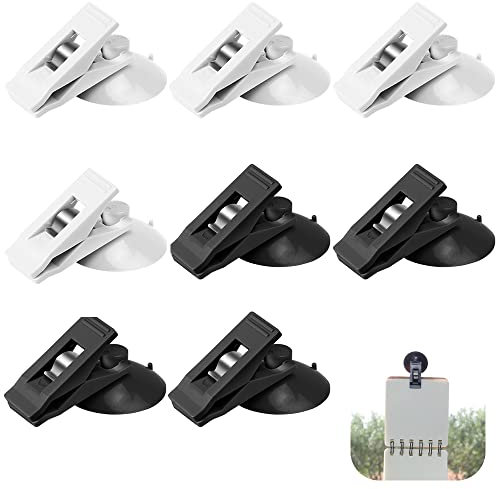 WENRERO 8 PCS Ventosa con Clip 3 x 3.5cm Clip de Ventosa de PVC Ventosa Pinza con Fuerte Adsorción Clip para Tarjetas con Ventosa Pinzas de Clip con Ventosa para factura en Coche Baño Cocina Oficina
