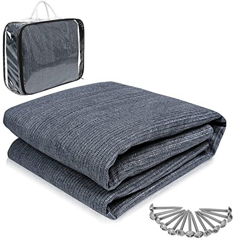 YRHome Vorzeltteppich Zeltteppich 3 x 5 m Zeltunterlage Outdoor Camping Vorzelt Campingteppich Campingmatte Vorzeltboden aus HDPE Zeltboden Soft für Zelt Wohnmobil mit Tragetasche,17 Heringe