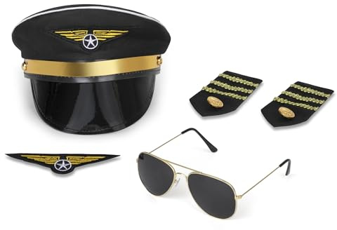 Dress Up America Set Costume Da Pilota - Set Di Accessori Per Vestire Il Pilota Di Linea Aerea Per Bambini E Adulti