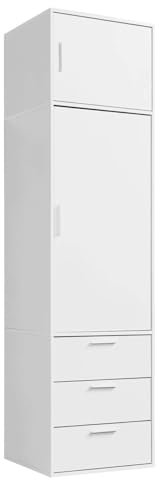 mokebo Kleiderschrank 234cm Höhe in Weiß 1-türig & 3 Schubladen 'Der Grenzenlose', deckenhoher Schlafzimmerschrank, Garderobenschrank, Drehtürenschrank o. Schrank Holz in 60x234x58 (BxHxT)