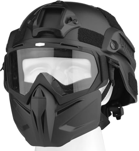 VPZenar Airsoft Mask and Helmet, Black Tactical Helmet, Mask, Cosplay Gear for Kids, Men
