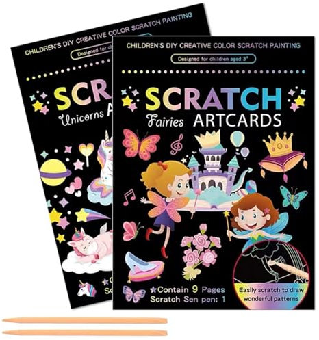 Kratzbilder für Kinder,Magische Scratch Art Buch für Kinder,LLOGVLTU Regenbogen Kratzpapier,Kratzpapier Set zum Zeichnen und Basteln,Regenbogen Magie Scratch Off Papier Set für Kinder Kunsthandwerk.