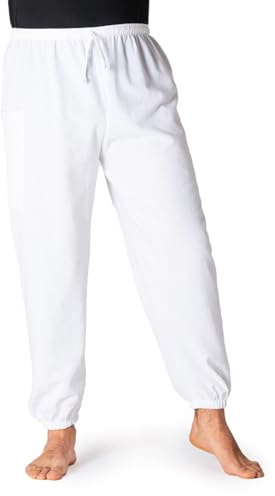 PANASIAM Harem Pants, Lounge Pants Cotton, White, L