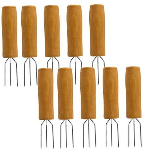 Mais sugli spiedini di pannocchia mais sui supporti della pannocchia 10pcs mais sugli spiedini di pannocchia 3 pins porta dolci incorn con manico in legno non slip portanotte di pannocchie per feste