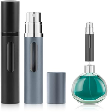 Aischens 2pcs 8ml Atomizador Perfume Recargable con Ventana, Mini Botella Rociadora Portátil, Perfumador Dispensador, Pulverizador Perfume Viaje para Recargar Todo Tipo de Perfumes/Colonia