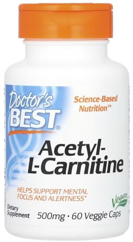 Doctor's Best - Acetyl L-Carnitin 500mg | Hochwertige Unterstützung für Gehirn- und Nervengesundheit - 60 vegane Kapseln