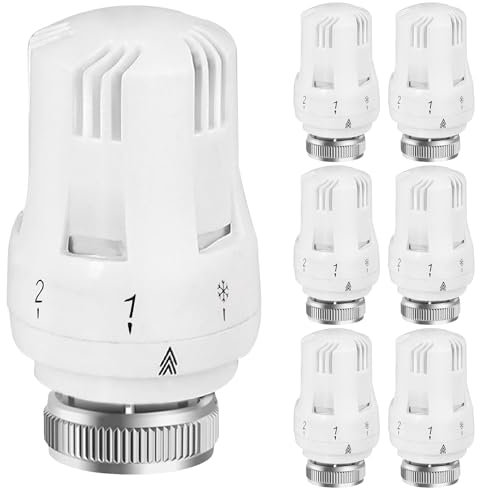 Cabeza Termostática Radiador: 6 Piezas Termostato Válvula para Radiadores, Válvula Termostática Radiador, M30 X 1,5 Cabezal Termostático de Radiador, Cabeza Válvula de Termostato para Casa y Oficina