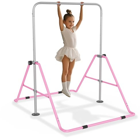 HENGMEI Turnreck - Barra de gimnasia para niños, altura ajustable, barra de gimnasia para niños, extensible