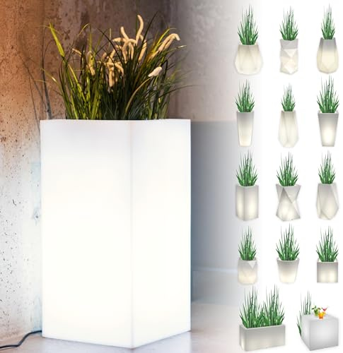 Generisch DEKOPOT Leuchtender Blumentopf Groß | Pflanzkübel geeignet für Haus, Büro, Garten, Patio, Hotel, Restaurant, Balkon und Terrasse, gemütliche Innenlampe, moderner Gartentopf (Tower Pot)