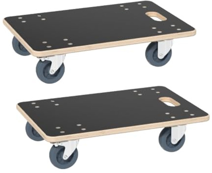 Aufun 2 stycken rullbräda, transportskoter, 60 x 40 cm med broms, möbelrullbrädor, transport med transporthjälp, flyttning, möbeltransport, upp till 200 kg, lastkapacitet, robust och säker
