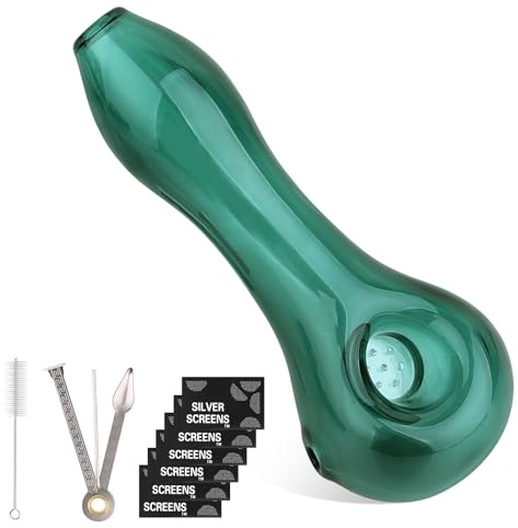 7 Hole Glass Pipe,Glass Smoking Pipe Includes Pipe Cutter Pipe Filter Wire Brush,Tobacco Pipe Kit Gifts for Friends Fathers Mates
