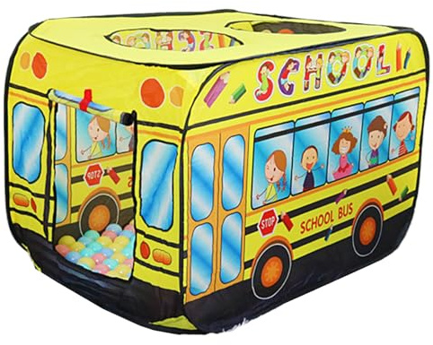 Tienda de campaña Plegable para niños, de Tela Oxford, con Forma de autobús Escolar y 3 Aberturas, 112 x 66 x 76 cm, Ideal para Jugar en el Interior o en el Exterior. Ideal para niños y niñas.