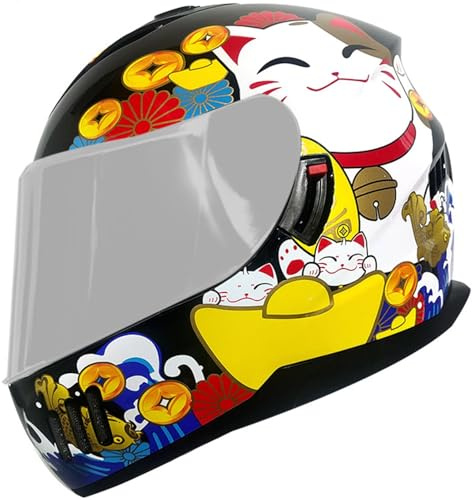 Casque De Moto Intégral, Casque De Scooter Respirant pour Femme Homme Adultes, avec Double Visière Protection De Sécurité, Certifié Dot/ECE 57-64Cm Noir 3,XXL