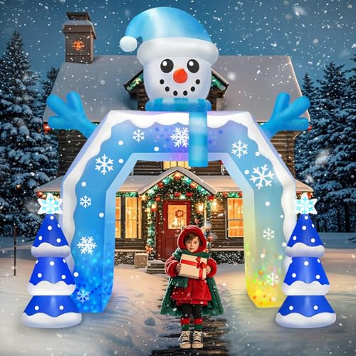 Kalolary Arco gonfiabile per esterni, 3,5 m, decorazione per esterni, arco di Snoman blu con albero di Natale per feste, all'aperto, giardino, prato