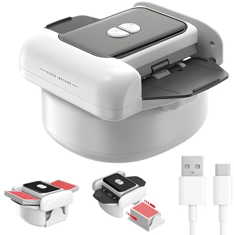 HOSPAOP Barajadora de cartas eléctrica – Mezclador automático de cartas para 1 – 2 barajas con batería de 2600 mAh, mezcladora de cartas para póquer, UNO, Rummy, fase 10 y juegos de cartas en casa
